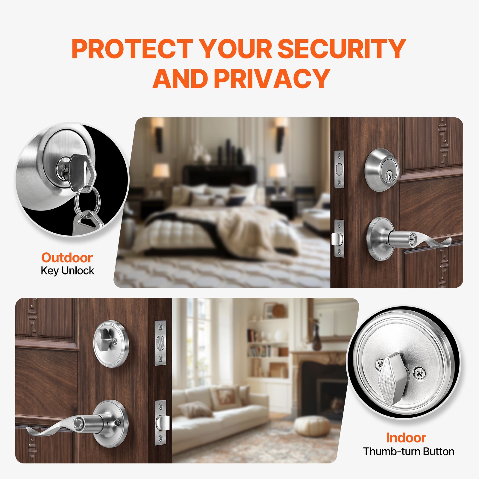 Entry Door Locksets With Deadbolt 5 Pack Keyed Alike Satin Nickel Lever_voghion.com